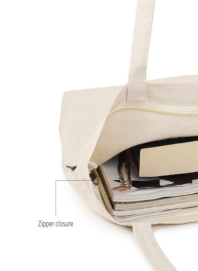 EcoRight Eco Right Canvas Tote Bags for Women with Zip, College Bag for Girls, 100% Organic Cotton Tote Bag for Shopping, Travel & beach bags for women - Image 5